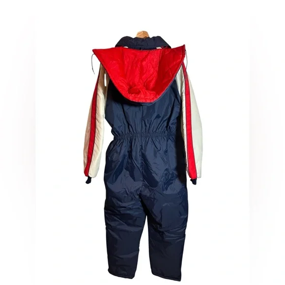 JCPenney VINTAGE Unisex LARGE Patriotic Navy Red Snowmobile Snow Suit EUC